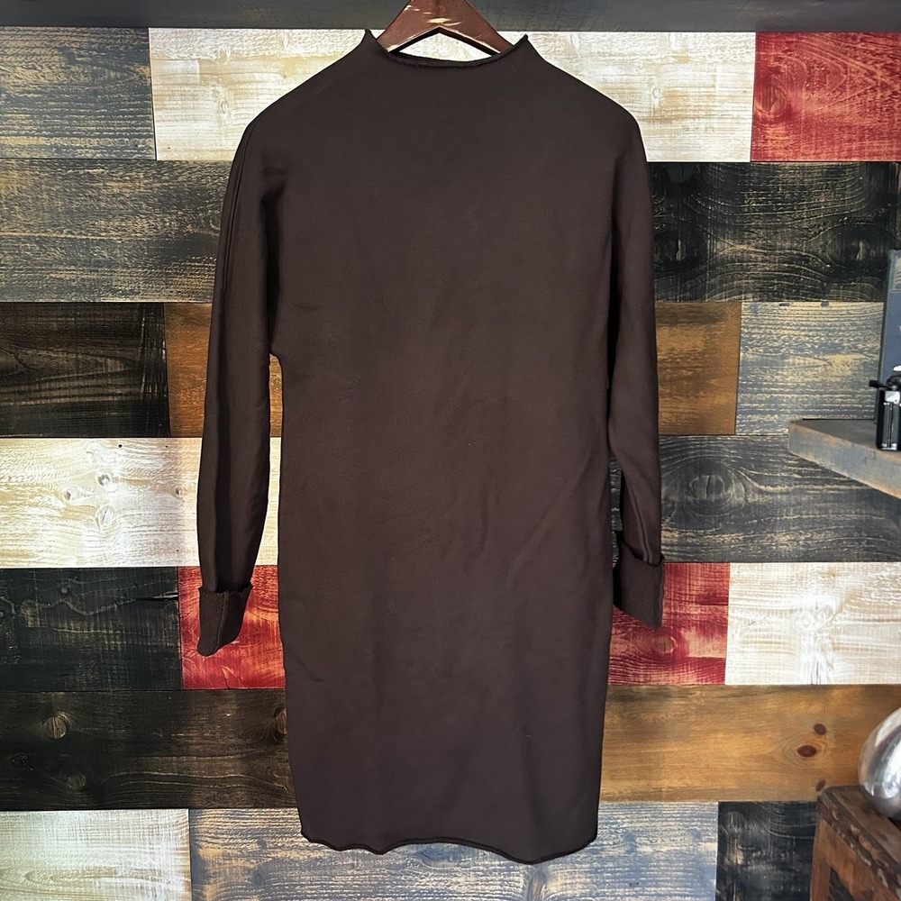 Frank & Eileen Izzie Dress Sweatshirt Brown Raw Edge Cotton XS Preppy Minimalist